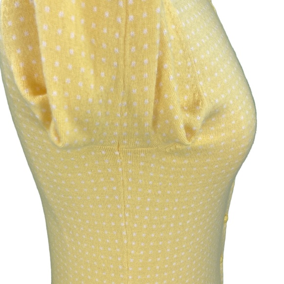 Banana Republic Factory Lemon Yellow Polka Dot Angora Hair Knit Cardigan - Picture 7 of 15